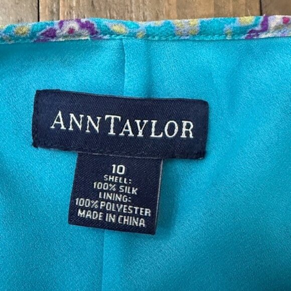 Ann Taylor Strappy Blue & Pink Silk Midi Slip Dress Y2K Size 10 - Picture 6 of 6